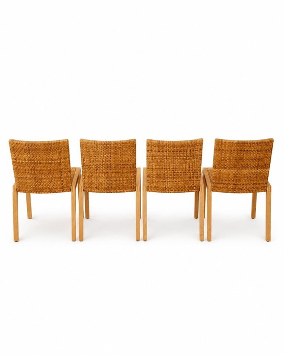 Image 1 of Juego de 4 sillas de comedor de ratán IKEA BROR