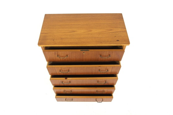 Scandinavian Teak Tallboy Chest of Drawers, Sweden, 1960, Metal (photo 2 of 4)