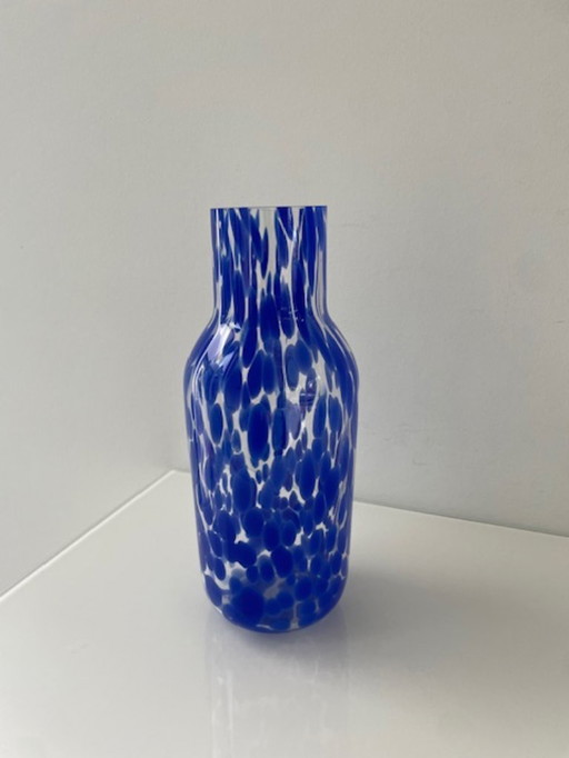 Mouth-blown designer carafe/vase sapphire blue – unique