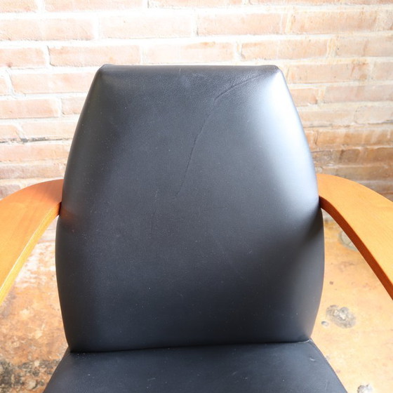 Image 1 of Vintage fauteuil leer hout spaans jaren 80