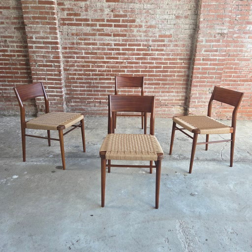4x Wilkhahn, Georg Leowald Modèle 351 chaise de salle à manger, teck