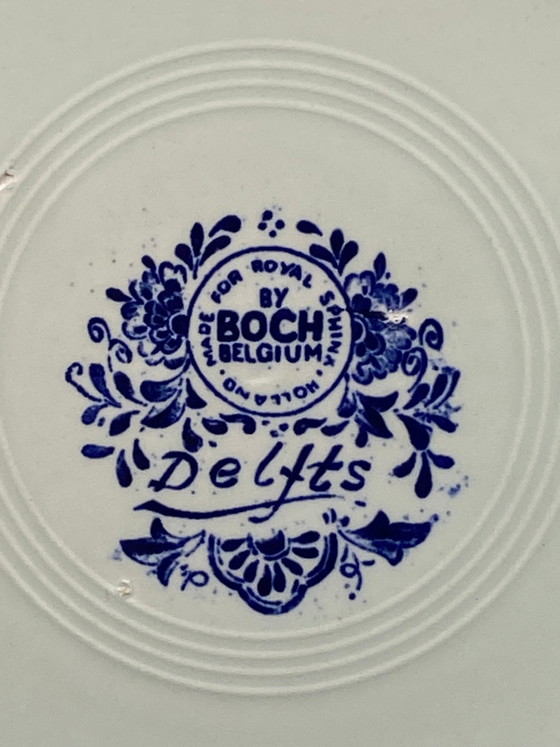 Grande piatto decorativo Boch Belgium per Royal Sphinx – Delft – ispirato a G. Poggenbeek – anni '70 (photo 7 of 8)