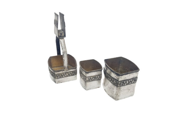 Set Fumatore Tedesco Art Déco, anni '30, Set di 3, Oggetti decorativi, Metallo, Ottone, Dorato (foto 12 di 15)