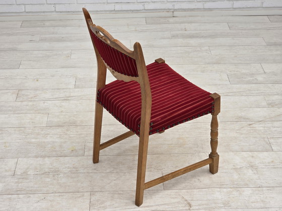 Image 1 of 1970 Set van 6 Deense eetkamerstoelen, originele staat, eikenhout, meubelwol