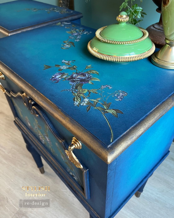 Image 1 of Ensemble de tables de chevet oiseaux bleus