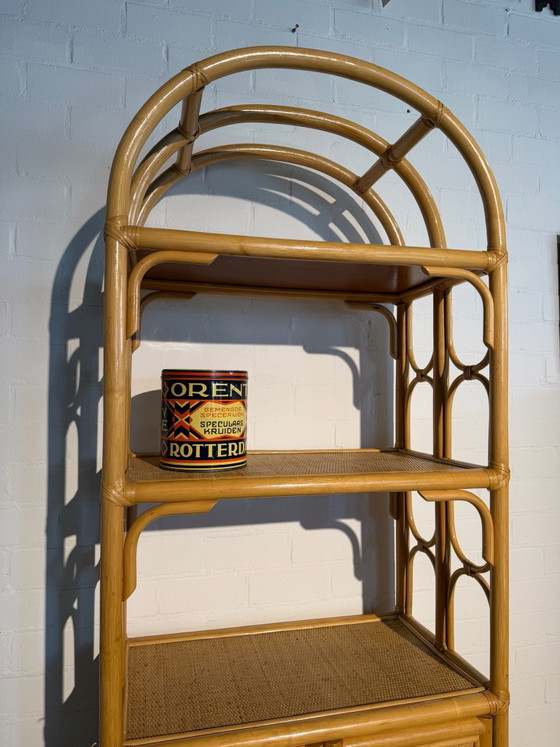 Vintage Rothan Webbing kast, Boekenkasten, Rotan, Hout, Beige (foto 4 van 11)