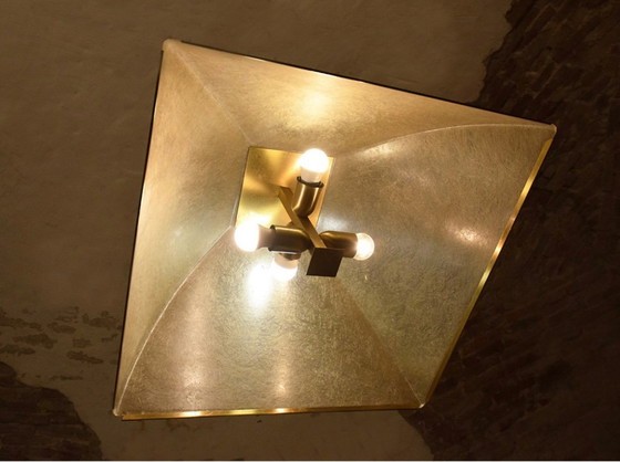 Image 1 of Große Lamperti-Pendelleuchte aus Fiberglas und Messing, 1970er Jahre