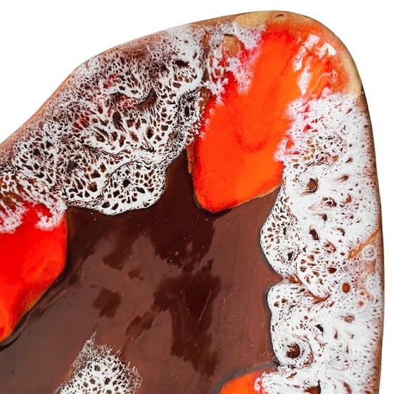 Image 1 of Vintage mid-century Vallauris keramiek fruitschaal oranje bruin 1960's