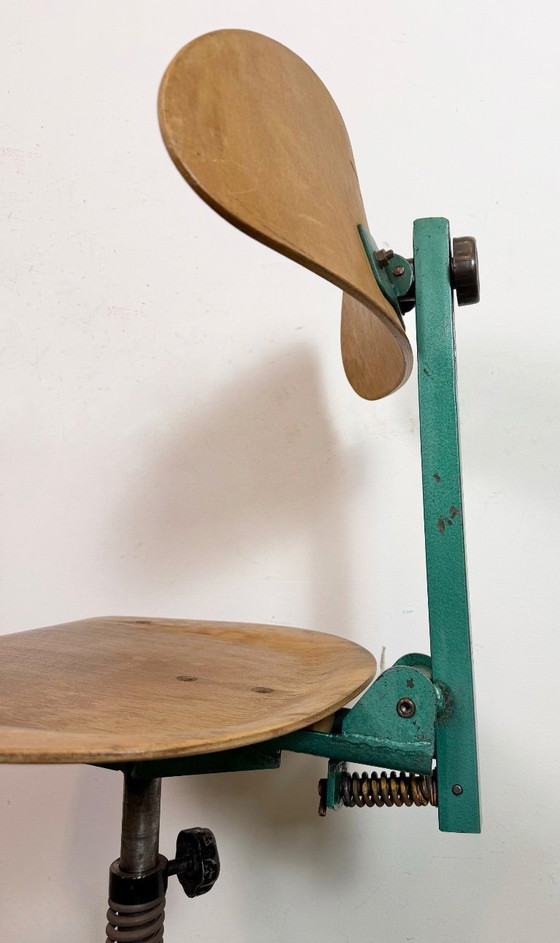 Image 1 of Dark Green Industrial Workshop Chair, 1950s