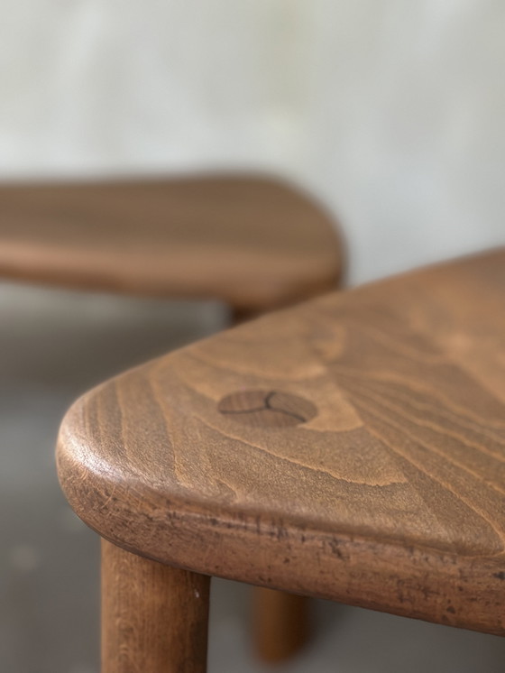 Image 1 of Set of 2 Scandinavian side/saloon tables (1970s) - kidney-shaped with inlay