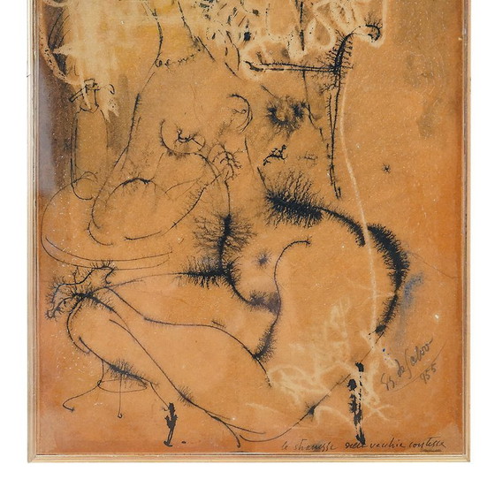 Image 1 of Giovanni Battista de Salvo, ink on masonite, 1950s
