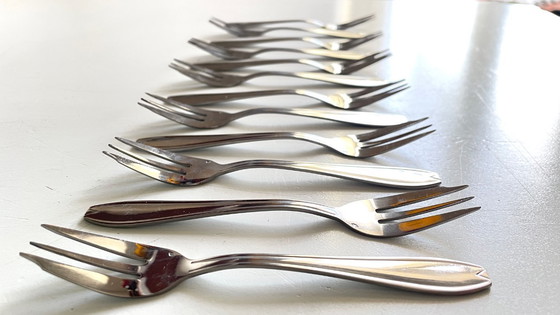 Image 1 of 12 Fourchettes à DESSERT Inox Vintage