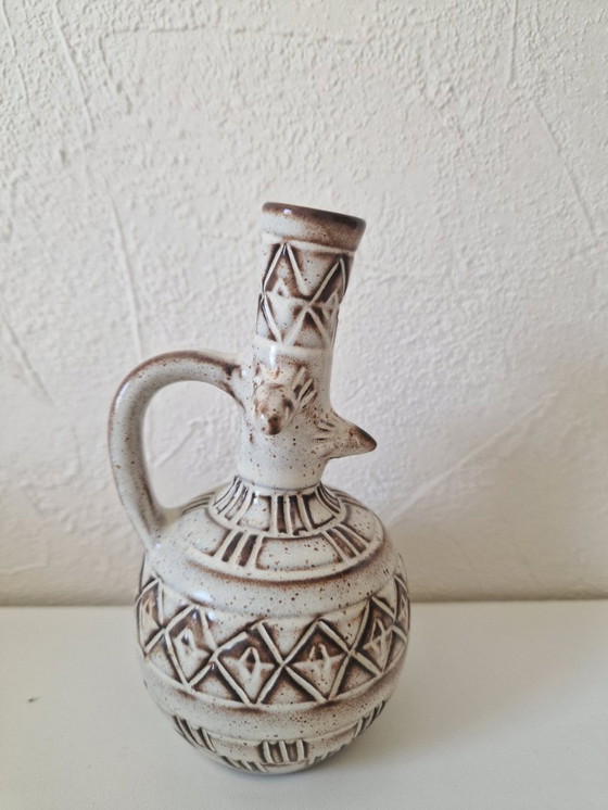 Image 1 of Vintage handgemaakte keramische vaas/soliflore – brutalistische stijl