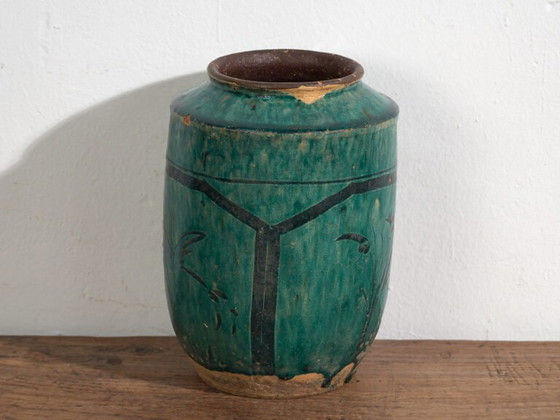 Antieke geëmailleerde vaas met plantaardige motieven (ca. 1820) #15 – Vazen, Ceramic (photo 25 of 40)