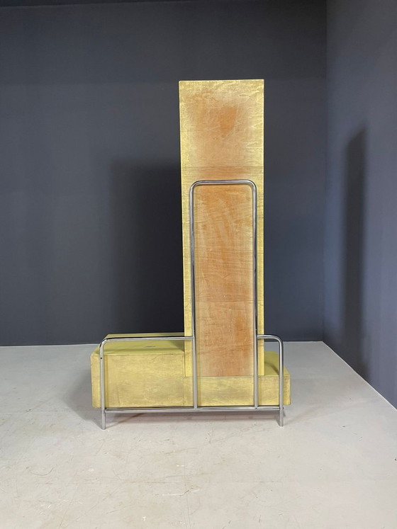 Image 1 of Bauhaus Dressing Table Mirror Wood Metal Glass Slezák 1930s Czechoslovakia