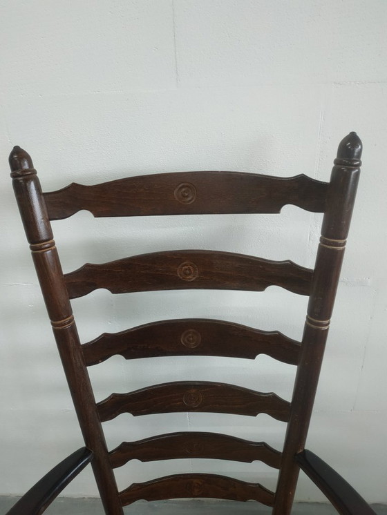 Image 1 of Poltrona da camino in legno vintage con seduta in vimini