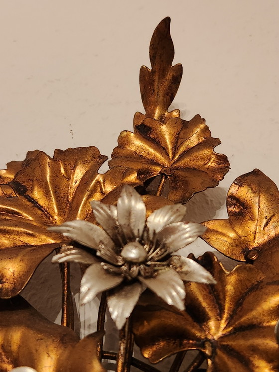 Applique murale florentine en forme de bougie, forgée à la main en Italie par S. Salvadori, plaquée argent (photo 15 of 15)