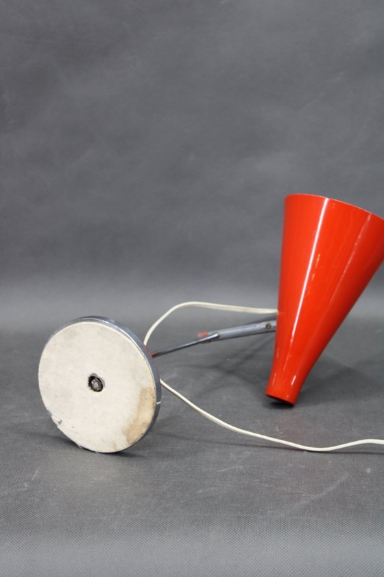 Image 1 of Josef Hurka Red Chrome Table Lamp Mid Century Czechoslovakia 1970s