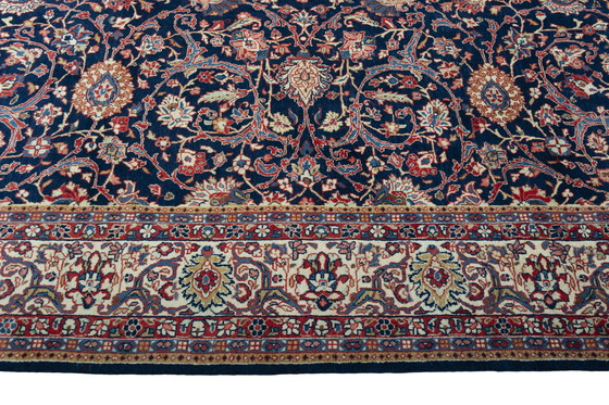 Image 1 of Handgeknüpfter Sarough Orientteppich – 310 x 215 cm – Traditionelles Floraldesign auf Dunkelblau