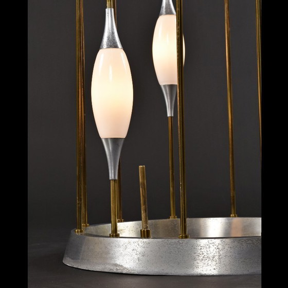 Image 1 of Lampada da terra a gabbia per uccelli con cascata a goccia, in stile metà secolo moderno