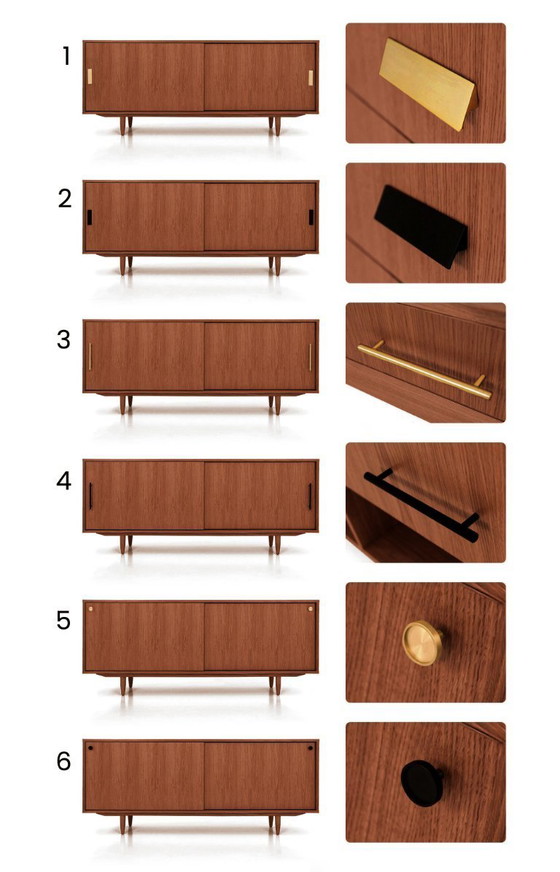 Image 1 of Schuifdeurkast gebeitst teakhout T-S06