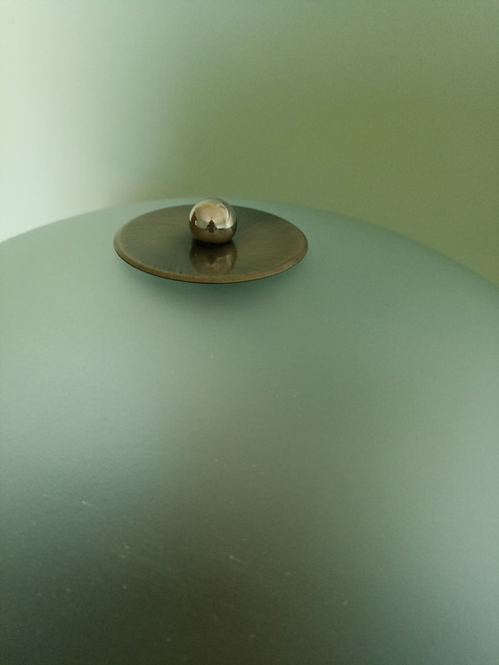 Image 1 of Rare Vintage Lumess "Mushroom" Table Lamp – Swiss Design – Wood & Matte Glass