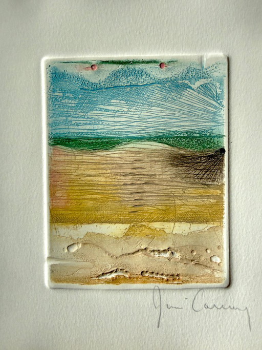 Les dunes du Nord, originele kleurenets van René Carcan, gesigneerd in potlood