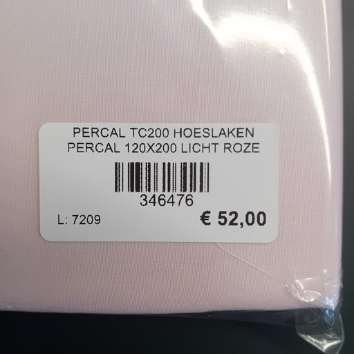Percal hoeslaken lichtroze 120 x 200 cm Dommelin