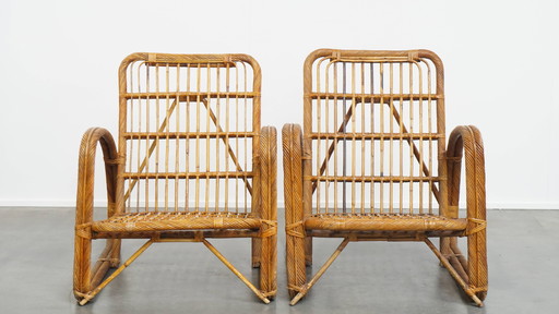 3 x French rattan vintage design armchair from the 1950s