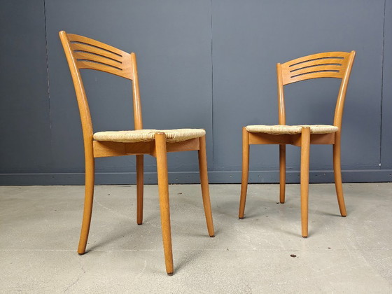 Image 1 of Vintage Italiaanse bistro- en papercord-eetkamerstoelen, jaren 80