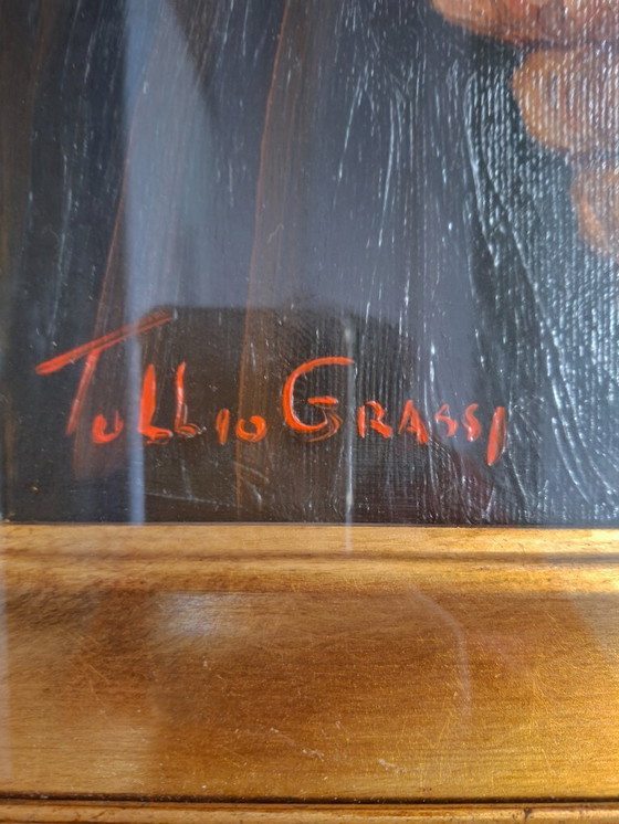 Image 1 of Seltenes Ölgemälde auf Leinwand von Tullio Grassi „Alter Mann mit Pfeife“