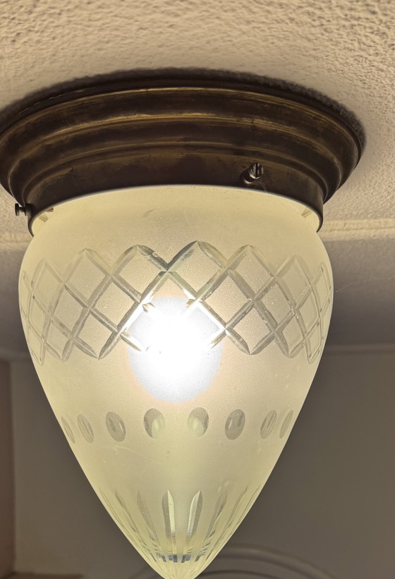 Image 1 of Lámpara de techo Art Déco – Modelo "Huevo" con cristal tallado