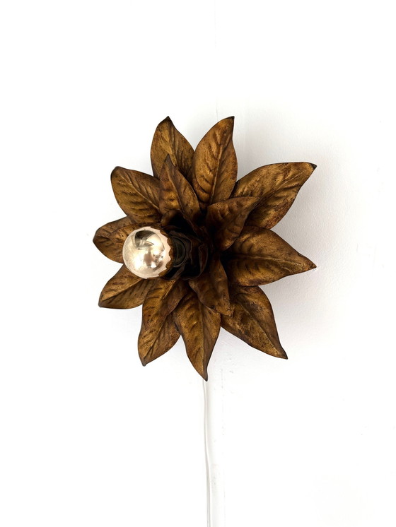 Image 1 of Vintage gilded floral wall lamp, Hans Kögl '60