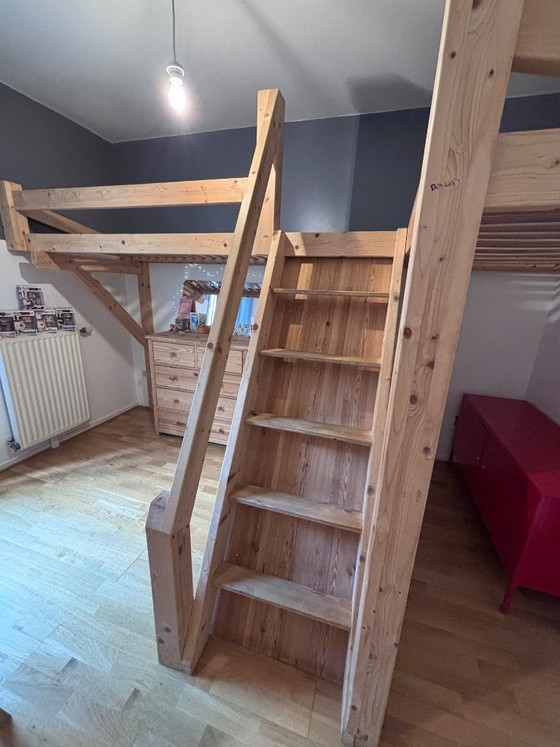 Cama alta de madera maciza hecha a medida – Compagnons du devoir, Camas de matrimonio, Wood (photo 8 of 13)