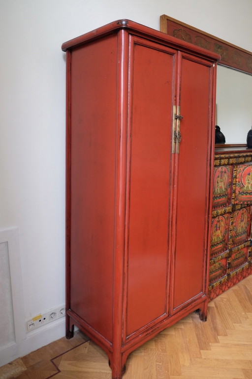 Large Chinese Cabinet / Cupboard in Deep Red