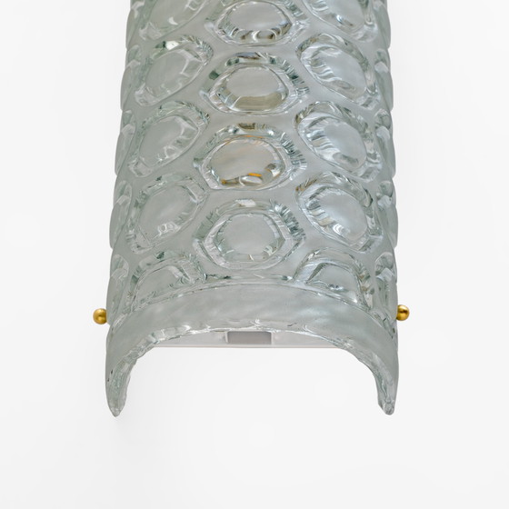 Image 1 of Paar moderne lichtgroene wandlampen van Murano glas