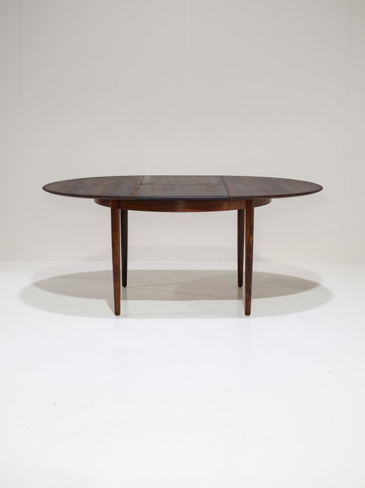 Ronde eettafel uitschuifbaar Skovby butterfly leaf palissander