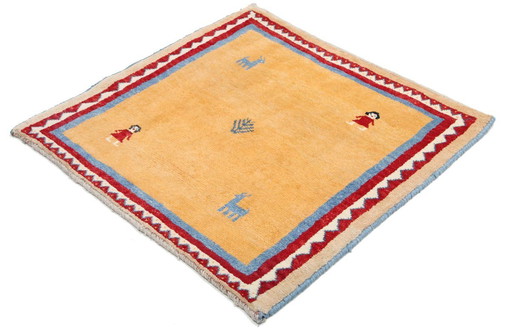 Original Persian carpet Gabbeh Ghashghai oriental carpet 105 cm x 99 cm old natural