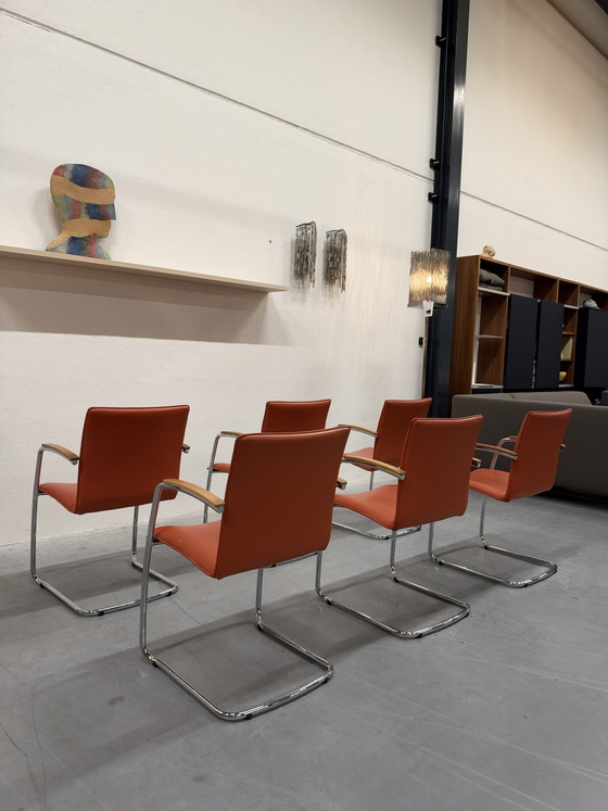 6 Leolux Freyr Chaise de salle à manger Cuir orange, Chaises de salle à manger (photo 11 sur 12)