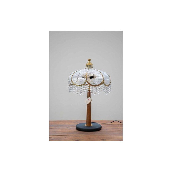 Image 1 of Vintage table lamp in metal and crystal by Nara gaufré, Italy
