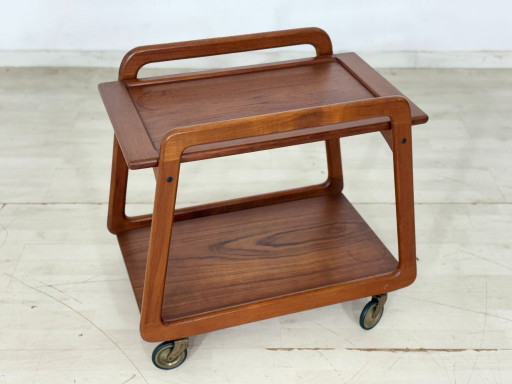 Deense theewagen uit het midden van de 20e eeuw / Teakhouten serveerwagen / Bijzettafel uit de jaren 60 / Deense teakhouten