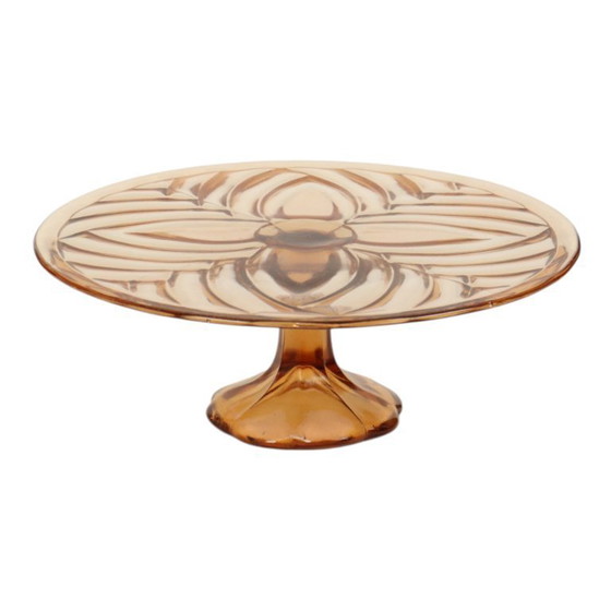 Image 1 of Amber Art Deco Cake Plate Pastry Dish