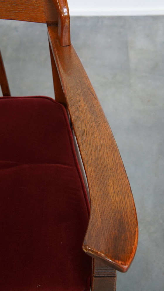 Image 1 of 4 x Jugendstil-Esszimmerstuhl Schuitema mit luxuriöser roter Stoffbespannung