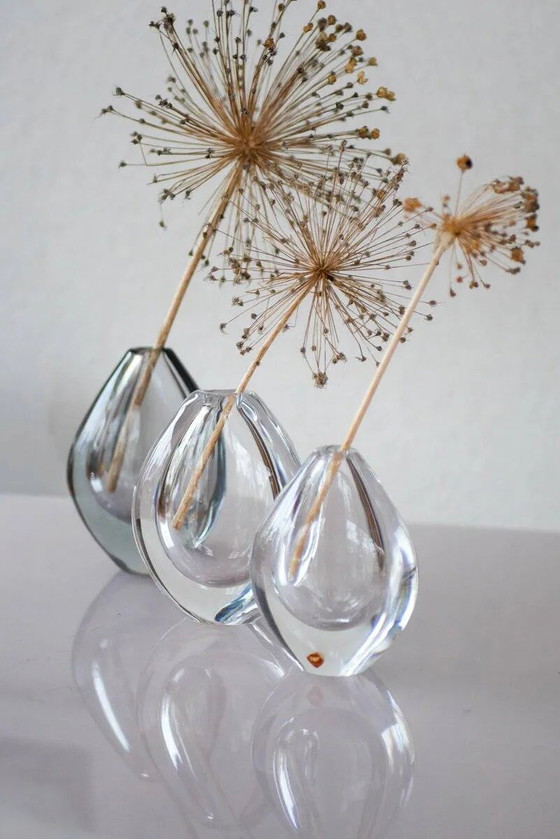 Image 1 of Crystal Lucid Drop Glass Vases by Sven Palmqvist for Orrefors, Sweden, 1950s, set of 3