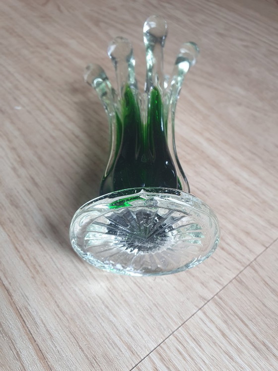 Image 1 of Vintage Murano splash vase green