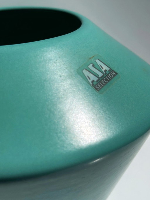 ASA Selection Vase Postmodern Céramique années 80 Turquoise Menthe Vert Vase à fleurs années 90 Pétrole Memphis Milano Allemagne