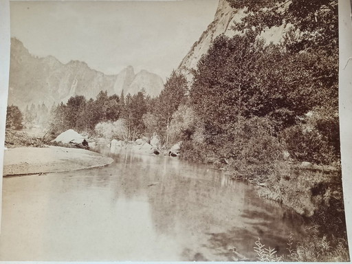 Carleton E. Watkins (1829–1916) Self portait on stone, Yosemite park.