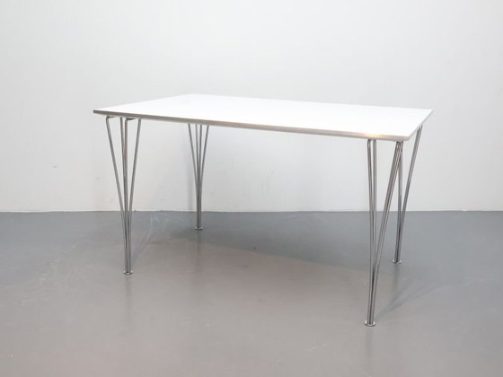 Tavolo da pranzo vintage / metallo legno / bianco rettangolare / Fritz Hansen – Tavoli da pranzo (photo 4 of 5)