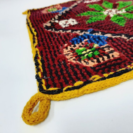 Image 1 of Vintage, hand-woven wool tapestry or small rug