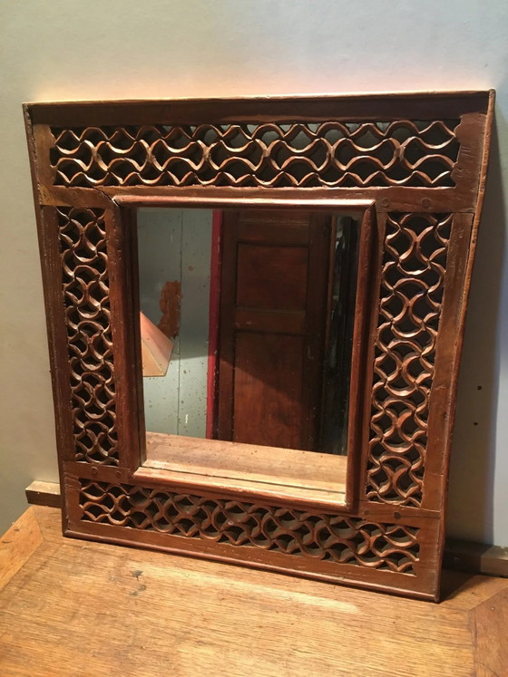 Miroir en teck sculpté 55X61cm – Bois (photo 9 of 9)